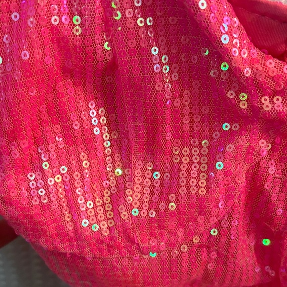 Pink Sequin Crop Top with Fringe - Picture 3 of 6